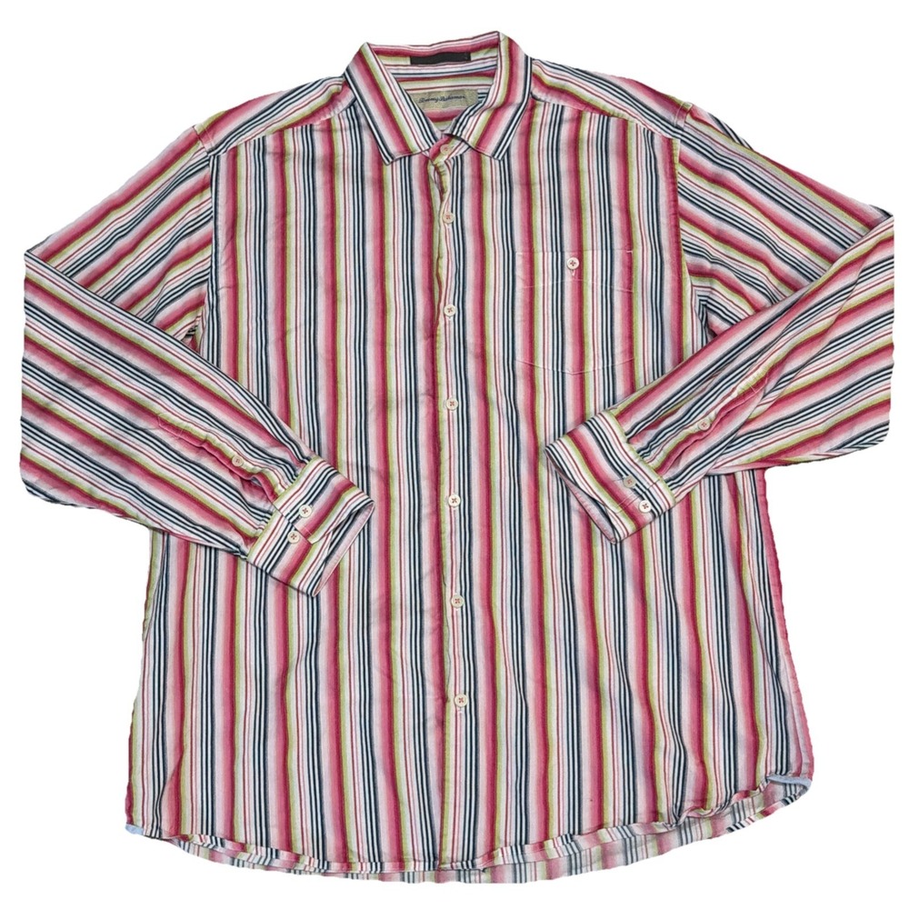 Tommy Bahama Men's Large Cotton Silk Blend Long Sleeve Button Up Shirt